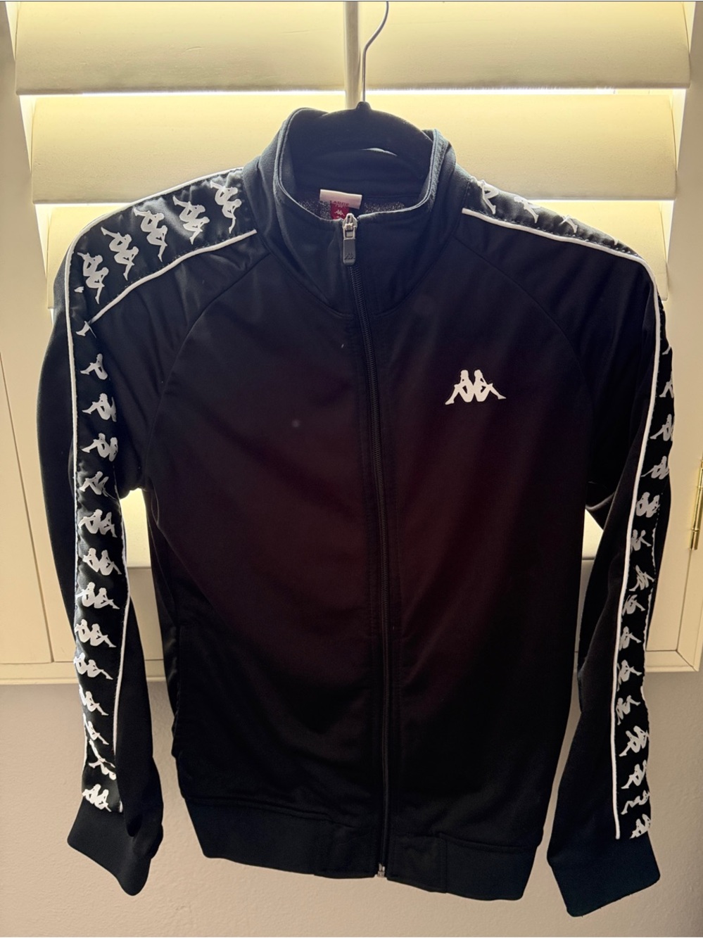 Kappa Black Track Jacket with White Logo Tape